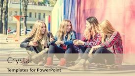  Presentation with smartphones - Audience pleasing presentation theme consisting of four cool teenage girls with smartphones backdrop and a lemonade colored foreground
