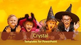  Presentation with cute stars - Presentation theme with four-cute-emotional-kids-wearing background and a tawny brown colored foreground