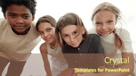  Presentation with cute - Presentation theme with four-cute-schoolkids-in-t and a violet colored foreground