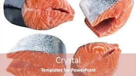  Presentation with salmon fish - PPT theme featuring four-cuts-of-salmon-fish background and a coral colored foreground