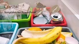  Presentation with organic waste - Slide set consisting of four-different-container-for-sorting background and a coral colored foreground