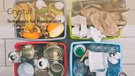  Presentation with organic waste - Amazing slide set having four-different-container-for-sorting backdrop and a coral colored foreground