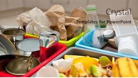  Presentation with organic waste - Audience pleasing slide set consisting of four-different-container-for-sorting backdrop and a coral colored foreground