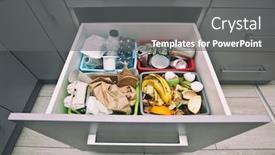  Presentation with organic waste - Amazing presentation design having four-different-container-for-sorting backdrop and a gray colored foreground