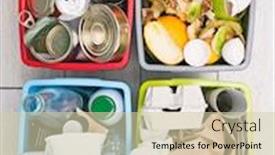  Presentation with plastic container - Audience pleasing theme consisting of four-different-container-for-sorting backdrop and a soft green colored foreground