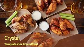  Presentation with celery - Cool new slide deck with four different flavored chicken wings backdrop and a tawny brown colored foreground