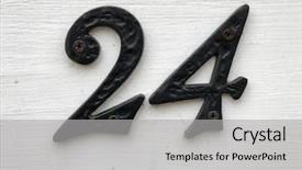  Presentation with white house - Audience pleasing PPT theme consisting of four doors - number 24 painted black metal backdrop and a light gray colored foreground