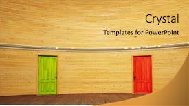  Presentation with element - Presentation theme having four doors element of design background and a yellow colored foreground