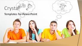  Presentation with vector - Cool new slides with four dreaming students vector icons backdrop and a white colored foreground