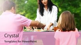  Presentation with barbecue - Cool new slide deck with small santa claus was hung on in the fir tree on one side there are small bells and on the other side flake of christmas front view indoor shooting and without character artificial light backdrop and a tawny brown colored foreground.