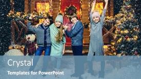  Presentation with knitted clothes - Presentation consisting of four-elegant-children-in-winter background and a teal colored foreground