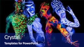  Presentation with body - Amazing slide deck having four elements - body art glowing in ultraviolet backdrop and a navy blue colored foreground