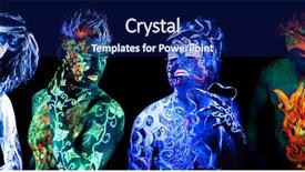  Presentation with black art - Presentation theme consisting of four elements body art glowing background and a navy blue colored foreground
