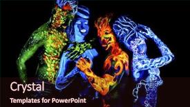  Presentation with black art - PPT layouts with four elements body art glowing background and a wine colored foreground