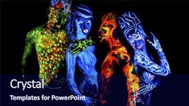  Presentation with black art - Theme having four elements body art glowing background and a navy blue colored foreground