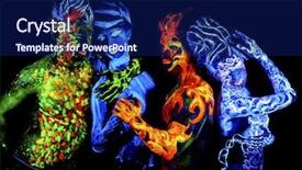  Presentation with black art - PPT layouts enhanced with four elements body art glowing background and a navy blue colored foreground