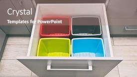  Presentation with garbage bins - Presentation theme enhanced with four-empty-plastic-trash-bins background and a coral colored foreground