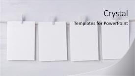  Presentation with empty old paper feather - PPT theme with four empty wotercolor paper cards background and a light gray colored foreground