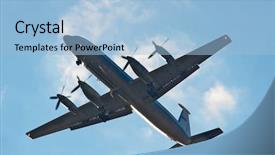  Presentation with military transport - Amazing slides having four-engined turboprop transport aircraft backdrop and a light blue colored foreground