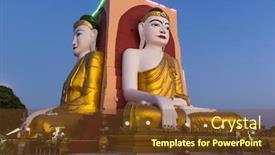  Presentation with 15th century - Beautiful presentation design featuring four-faces-of-buddha backdrop and a tawny brown colored foreground