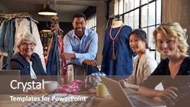  Presentation with mens fashion portrait - Theme consisting of four fashion designers in meeting background and a violet colored foreground