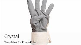  Presentation with waiter hand in white glove - Audience pleasing slides consisting of four fingers up gesture male backdrop and a white colored foreground