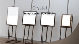  Presentation with museum exhibition - PPT layouts featuring four-frames-on-easel-exhibition background and a light gray colored foreground