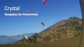  Presentation with himalaya - Amazing PPT layouts having four free natural areas - 4 paragliders in nepal backdrop and a teal colored foreground