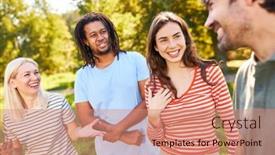  Presentation with fun - Slide set featuring four-friends-are-having-fun background and a coral colored foreground