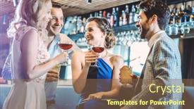  Presentation with bar - PPT theme having four-friends-in-a-bar background and a violet colored foreground