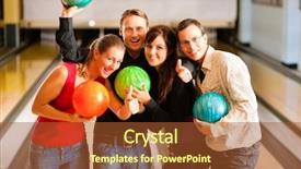  Presentation with bowling - Colorful presentation enhanced with four friends in a bowling backdrop and a red colored foreground