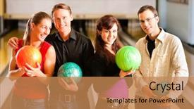  Presentation with bowling - Presentation theme consisting of four friends in a bowling background and a coral colored foreground