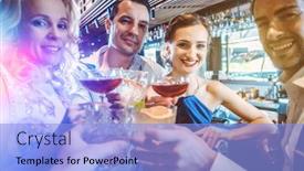  Presentation with fancy - Presentation theme enhanced with four friends in a fancy bar background and a light blue colored foreground