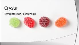  Presentation with jelly - PPT theme having four fruit jelly candies coated background and a white colored foreground