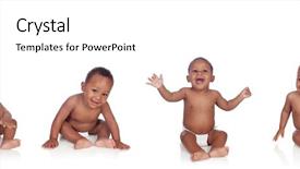  Presentation with baby diapers - Colorful slide deck enhanced with four funny african baby sitting backdrop and a white colored foreground