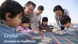  Presentation with generation - Amazing slide deck having four generations - birthday part multi-generation family backdrop and a ocean colored foreground