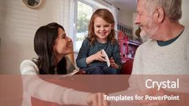  Presentation with multi - Presentation theme with four generations - multi generation family at home background and a  colored foreground