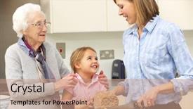  Presentation with food mask kitchen - Presentation theme with four generations - multi-generation family preparing food background and a coral colored foreground