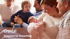  Presentation with baby sitting - Colorful theme enhanced with four generations - multi generation family sitting backdrop and a  colored foreground