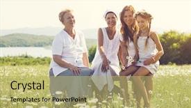  Presentation with generations - PPT theme having four generations of beautiful women background and a yellow colored foreground