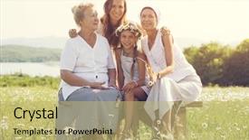  Presentation with generations - Slide set having four generations of beautiful women background and a yellow colored foreground