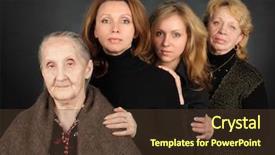  Presentation with generations - Audience pleasing slide set consisting of four generations of women backdrop and a  colored foreground