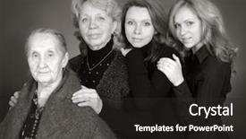  Presentation with generations - Amazing PPT layouts having four generations of women backdrop and a dark gray colored foreground