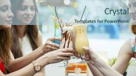  Presentation with glasses - Amazing PPT theme having four glasses of various milkshakes backdrop and a light blue colored foreground