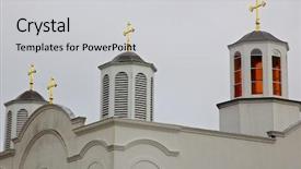  Presentation with orthodox - PPT theme enhanced with four gold crosses on top background and a light gray colored foreground