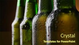  Presentation with green glass - Audience pleasing PPT layouts consisting of four green glass bottles of beer on dark lighted background close up backdrop and a tawny brown colored foreground