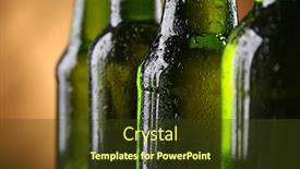  Presentation with green glass - Amazing presentation theme having four green glass bottles of beer on dark lighted background close up backdrop and a tawny brown colored foreground