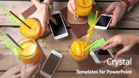  Presentation with hands holding - Amazing presentation design having four hands with smart phones backdrop and a tawny brown colored foreground