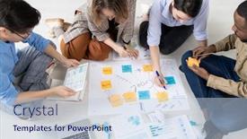  Presentation with new ideas - Amazing PPT theme having four-intercultural-startuppers-in-casualwear backdrop and a light blue colored foreground