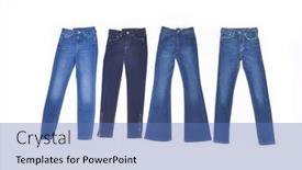  Presentation with jeans denim - Audience pleasing theme consisting of four-jeans-closeup-on-white backdrop and a teal colored foreground